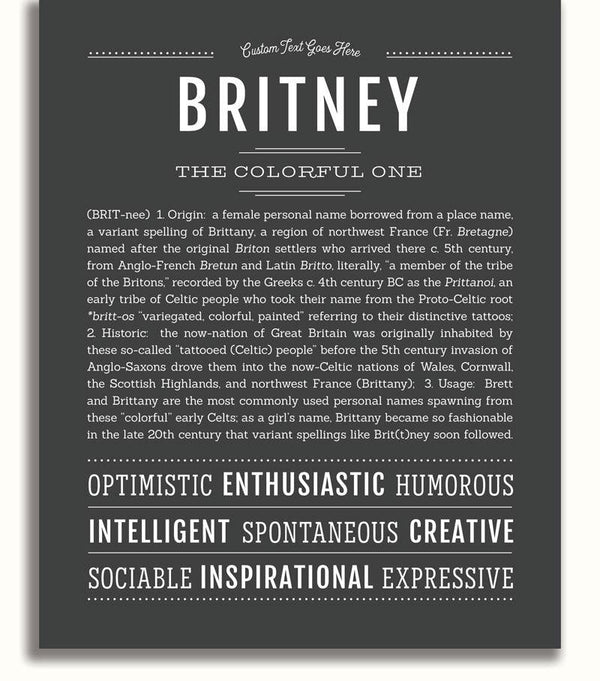 Britney | Name Art Print - Personalized Custom Gifts – Name Stories