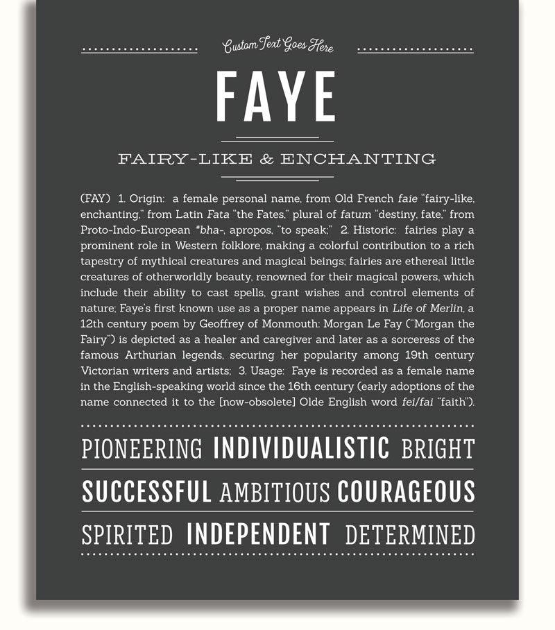 Faye Personalized Name Meaning Art Prints – Name Stories