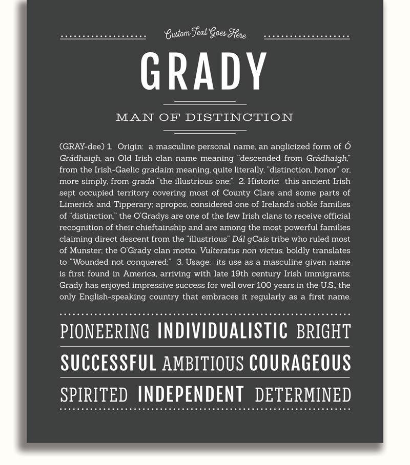 Grady Personalized Name Meaning Art Prints – Name Stories