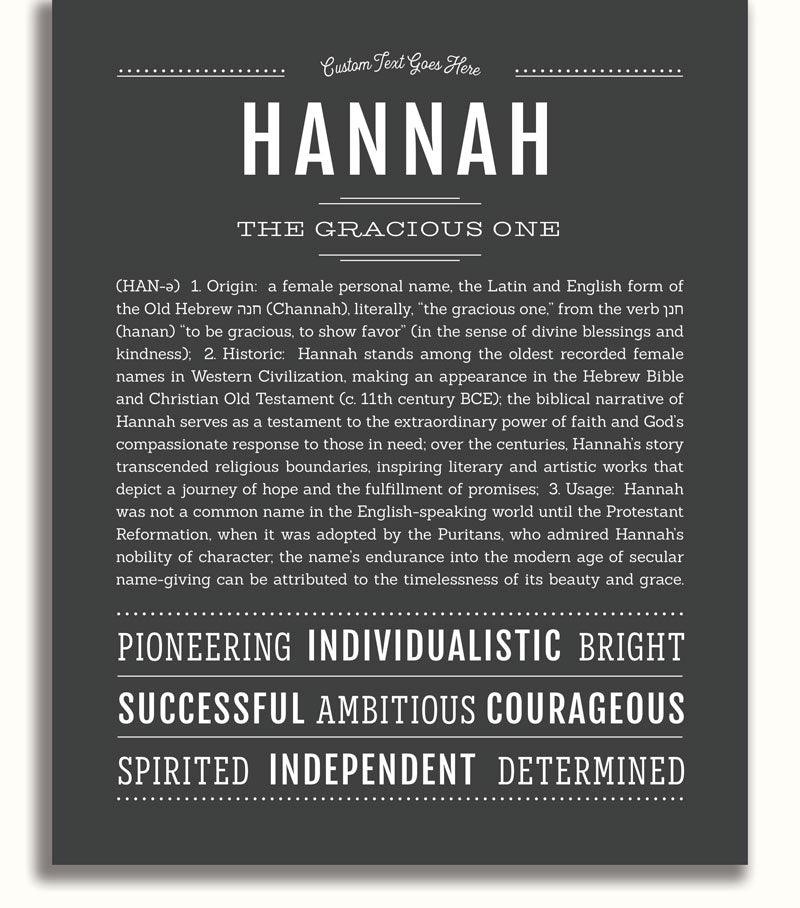 Hannah Personalized Name Meaning Art Prints – Name Stories