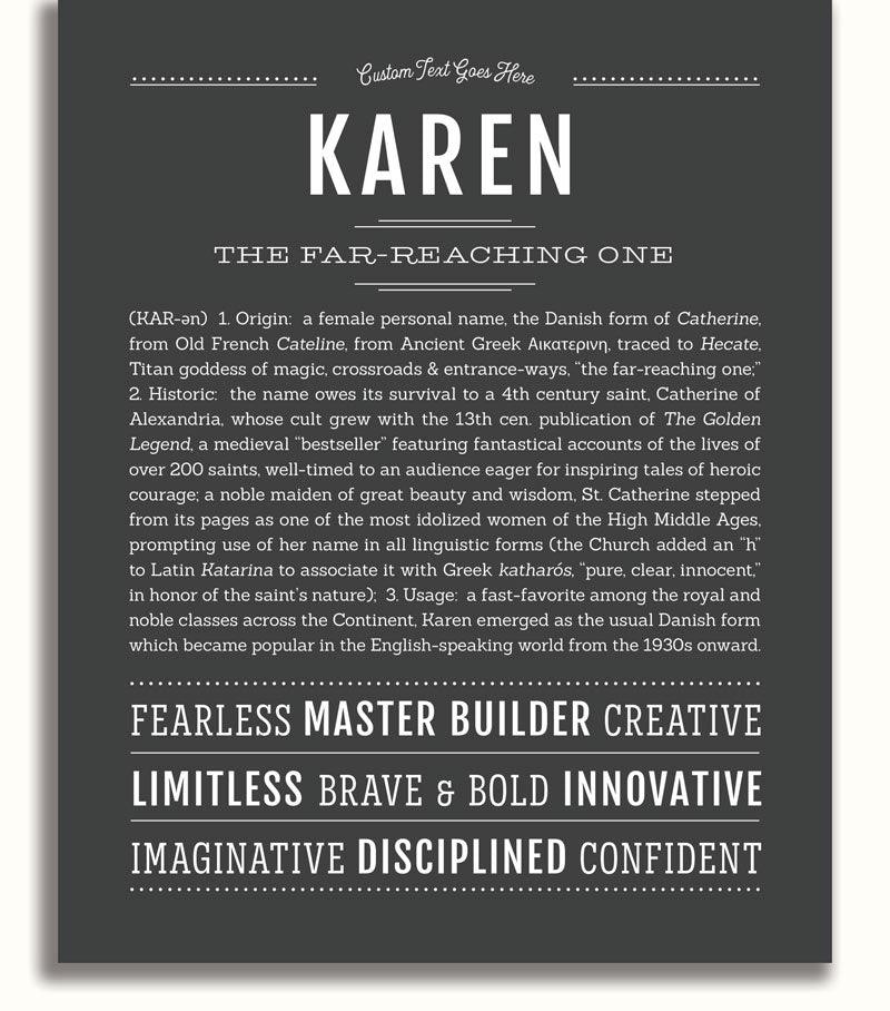 Karen Personalized Name Meaning Art Prints – Name Stories