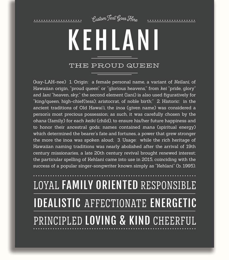 Kehlani Name Art Print Name Stories