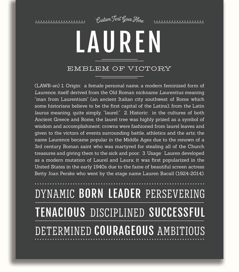 Lauren Personalized Name Meaning Art Prints – Name Stories