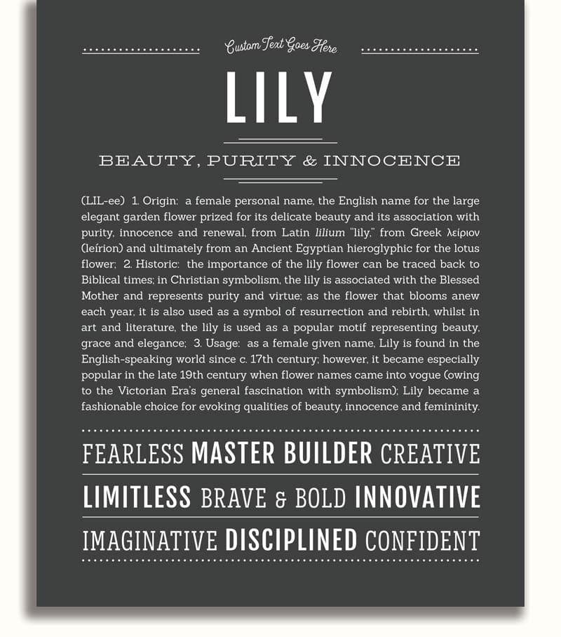 white lily name Lily Personalized Name Meaning Art Prints – Name Stories