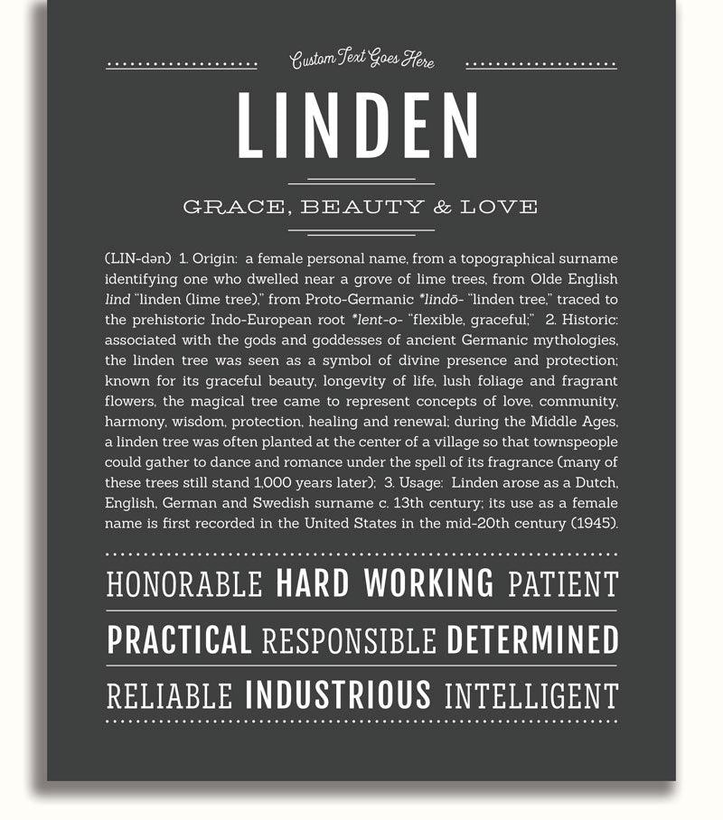 Linden (female) | Name Art Print – Name Stories