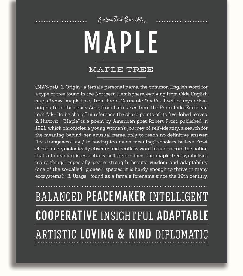 Maple Personalized Name Meaning Art Prints – Name Stories