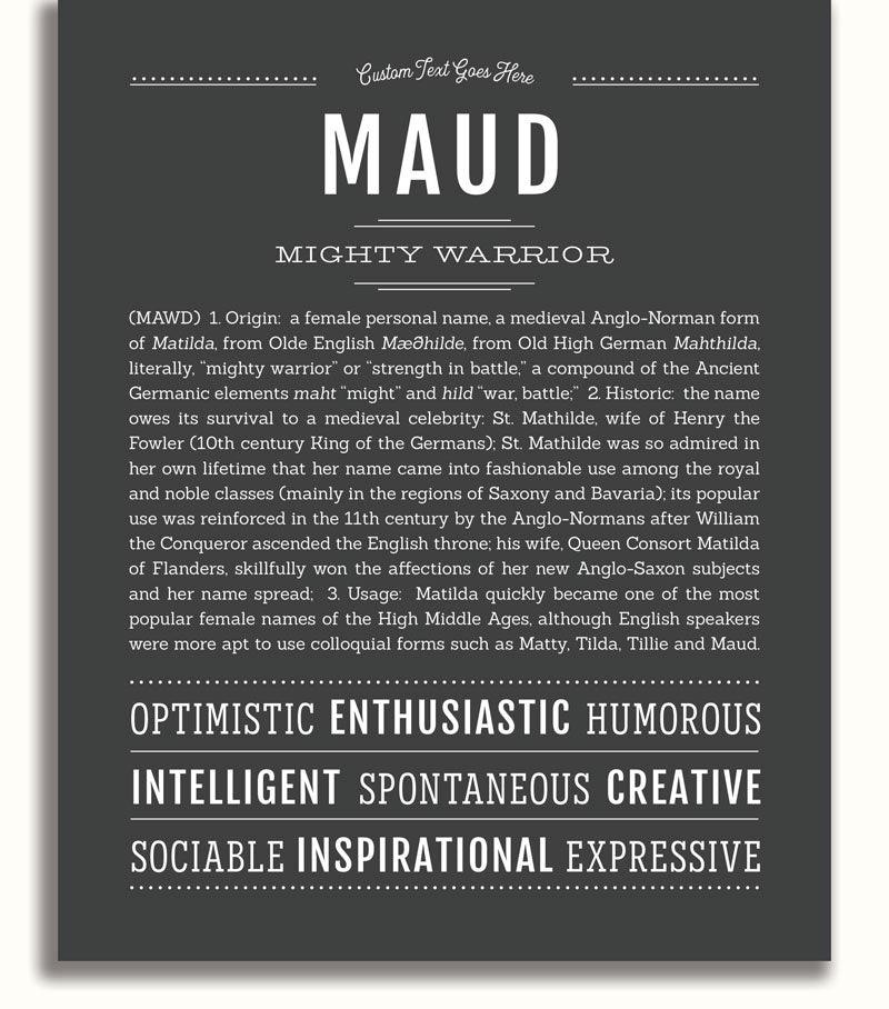 Maud Personalized Name Meaning Art Prints – Name Stories