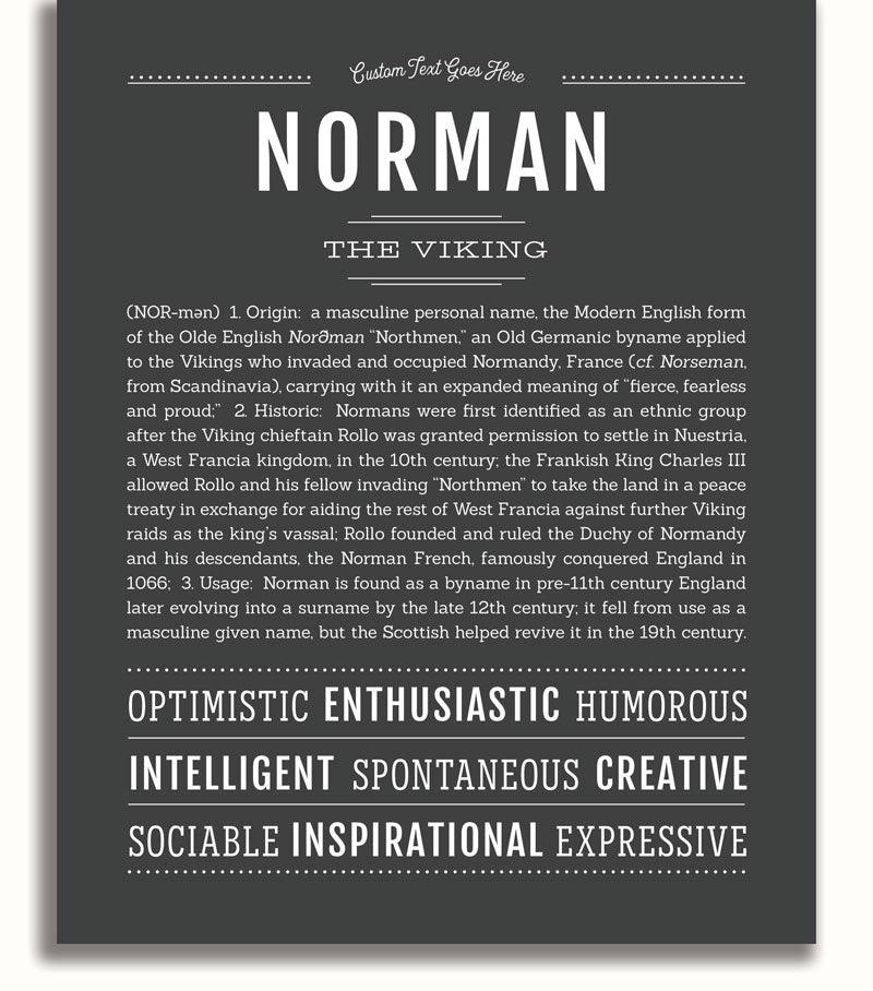 Norman Personalized Name Meaning Art Prints – Name Stories