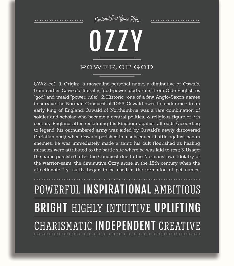 Ozzy Personalized Name Meaning Art Prints – Name Stories