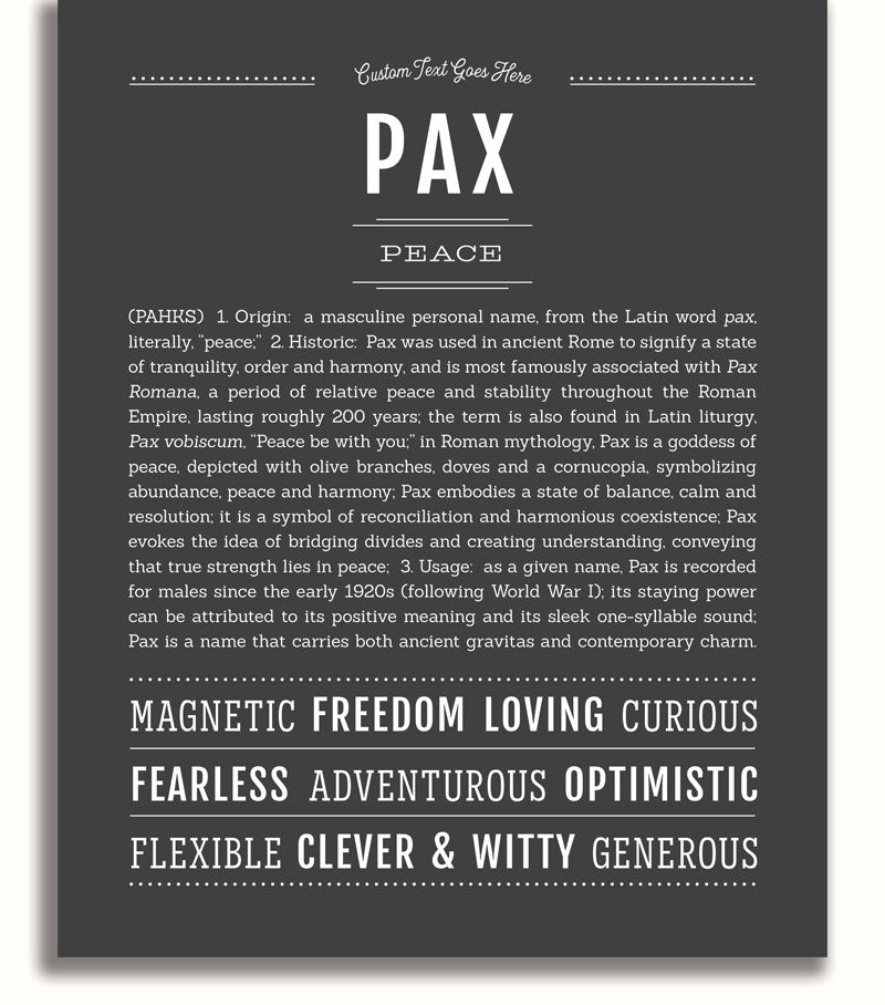 Pax Personalized Name Meaning Art Prints Name Stories Pax Personalized Name Meaning Art Prints Name Stories