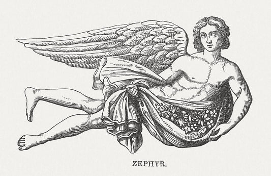 Sketch of Zephyr, god of the gentle west wind 