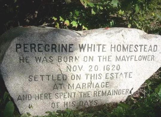 Peregrine: the Youngest of the Mayflower Pilgrims - Picture of a rock honoring him