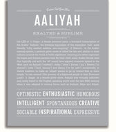 Aaliyah Personalized Name Meaning Art Prints – Name Stories