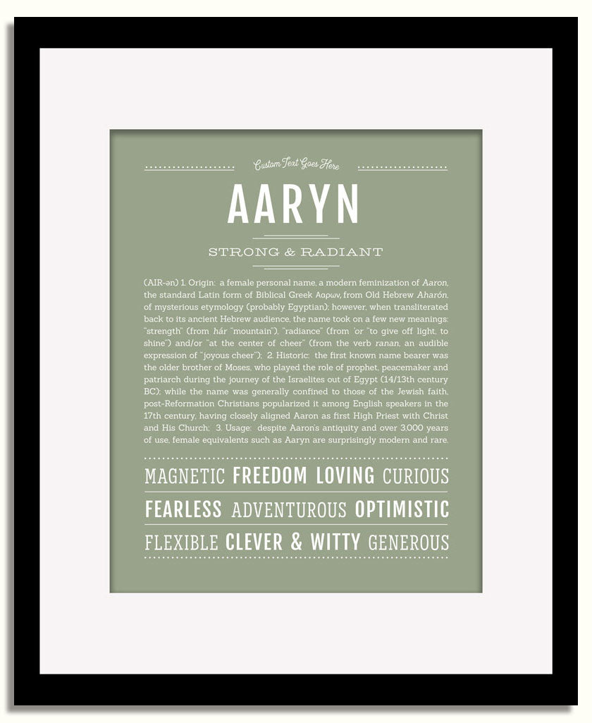 Frame Options | Sage | Black Frame, Matted