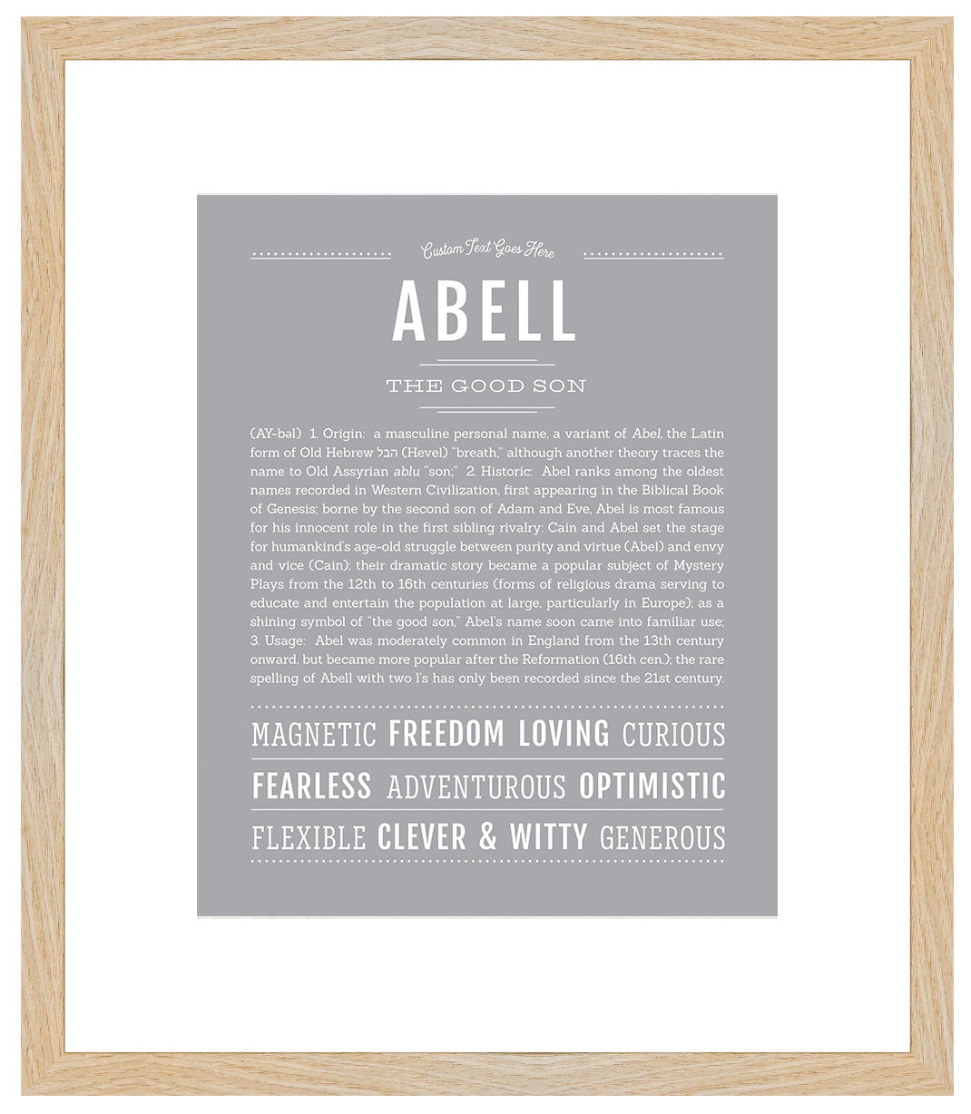 Frame Options | Light Gray | Maple Frame, Matted