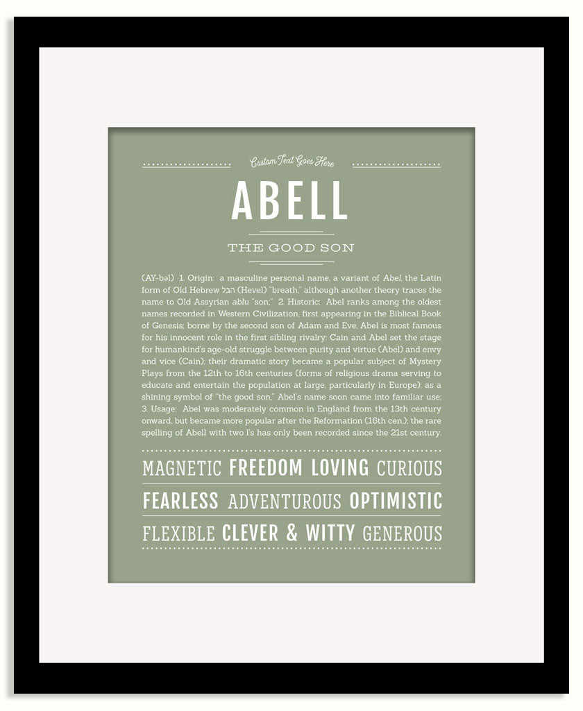 Frame Options | Sage | Black Frame, Matted