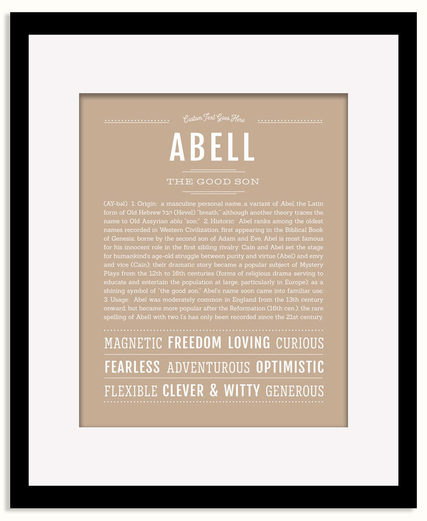 Frame Options | Tan | Black Frame, Matted
