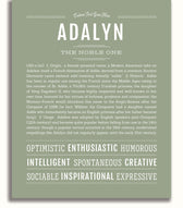 Adalyn Personalized Name Meaning Art Prints – Name Stories