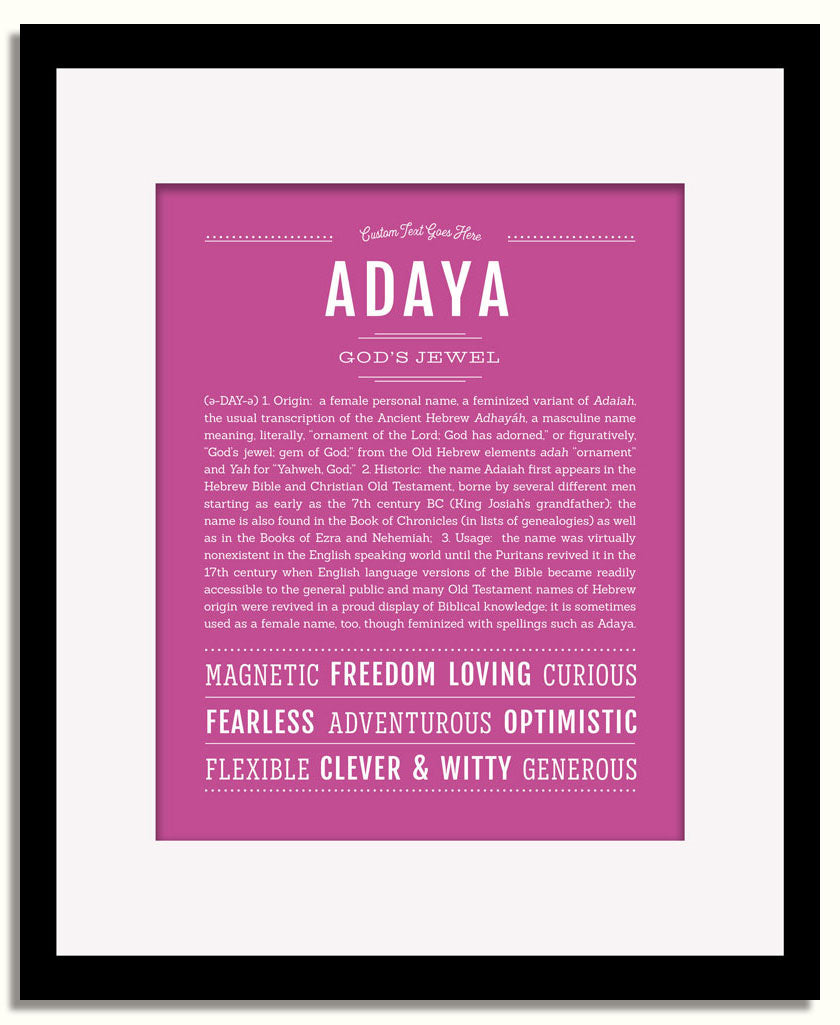 Frame Options | Dark Pink | Black Frame, Matted