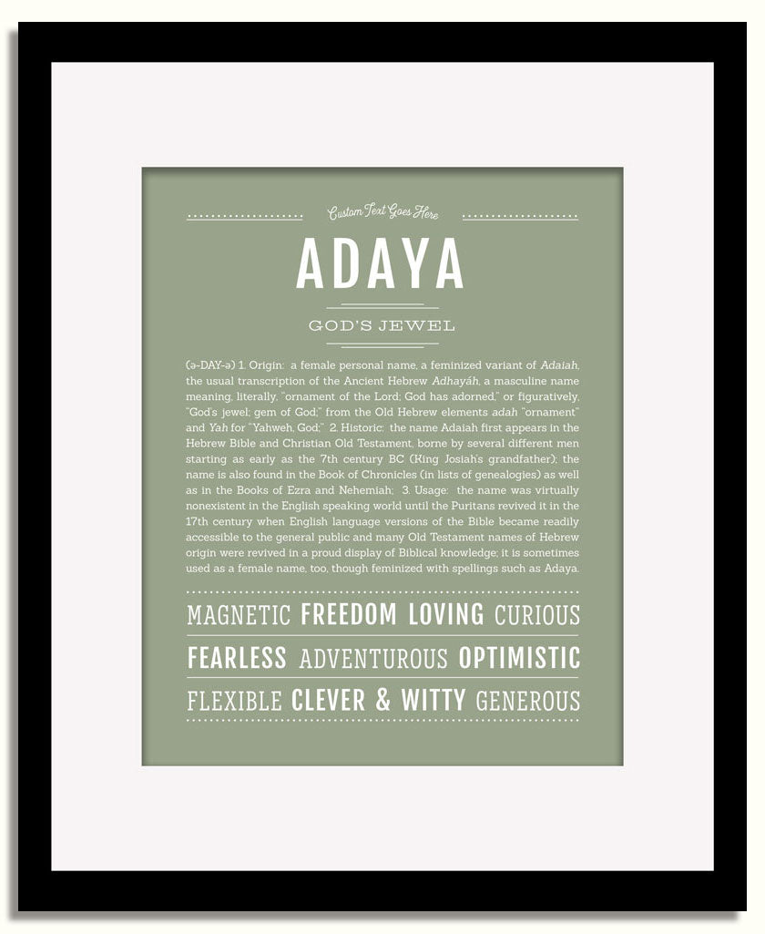 Frame Options | Sage | Black Frame, Matted