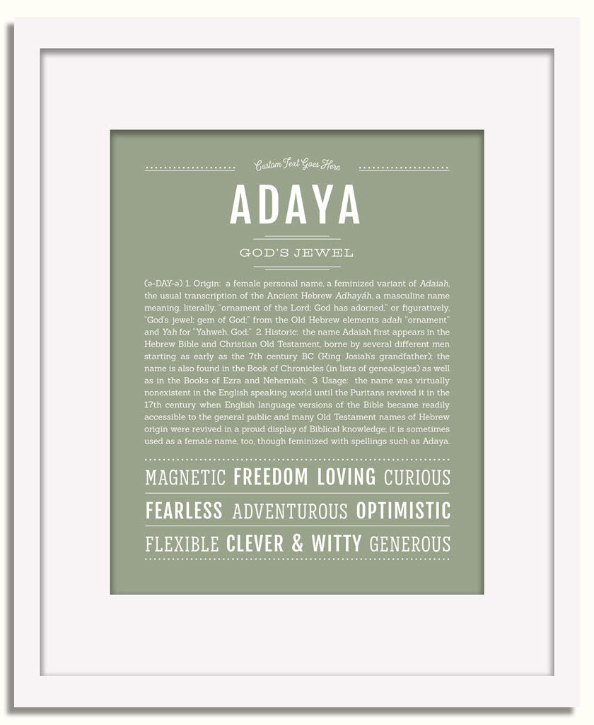 Frame Options | Sage | White Frame, Matted