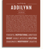 Addilynn Personalized Name Meaning Art Prints – Name Stories