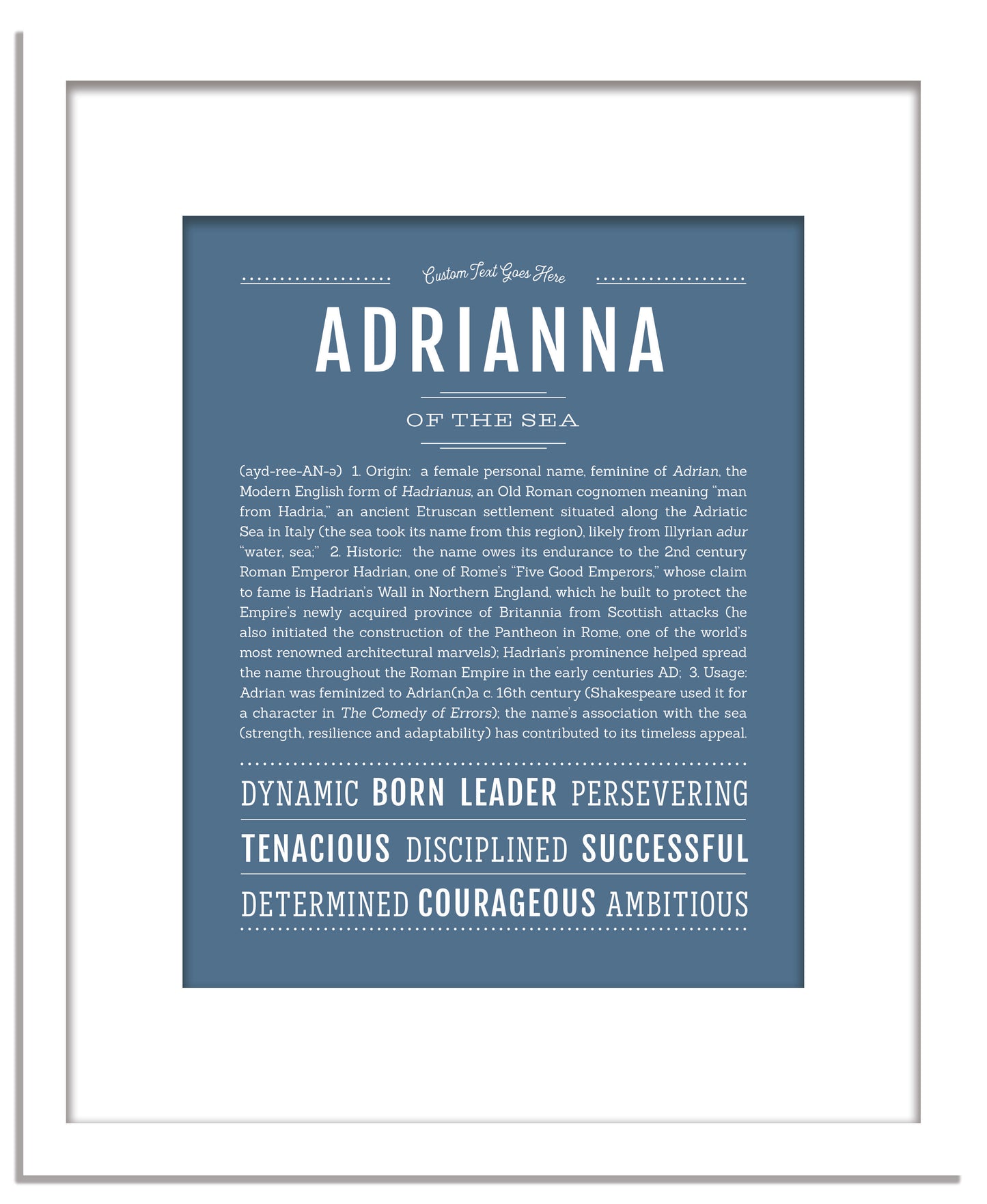 Frame Options | Steele Blue | White Frame, Matted