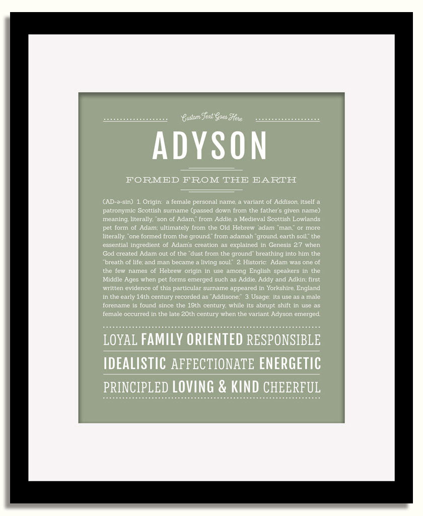 Frame Options | Sage | Black Frame, Matted