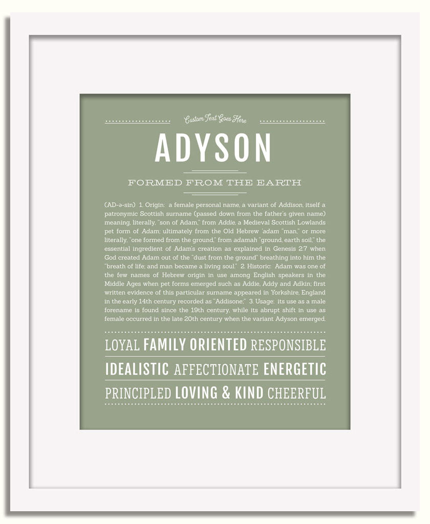 Frame Options | Sage | White Frame, Matted