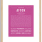 Afton (female) | Name Art Print