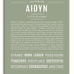 Aidyn Personalized Name Meaning Art Prints – Name Stories