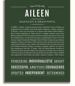 Aileen Personalized Name Meaning Art Prints โ Name Stories