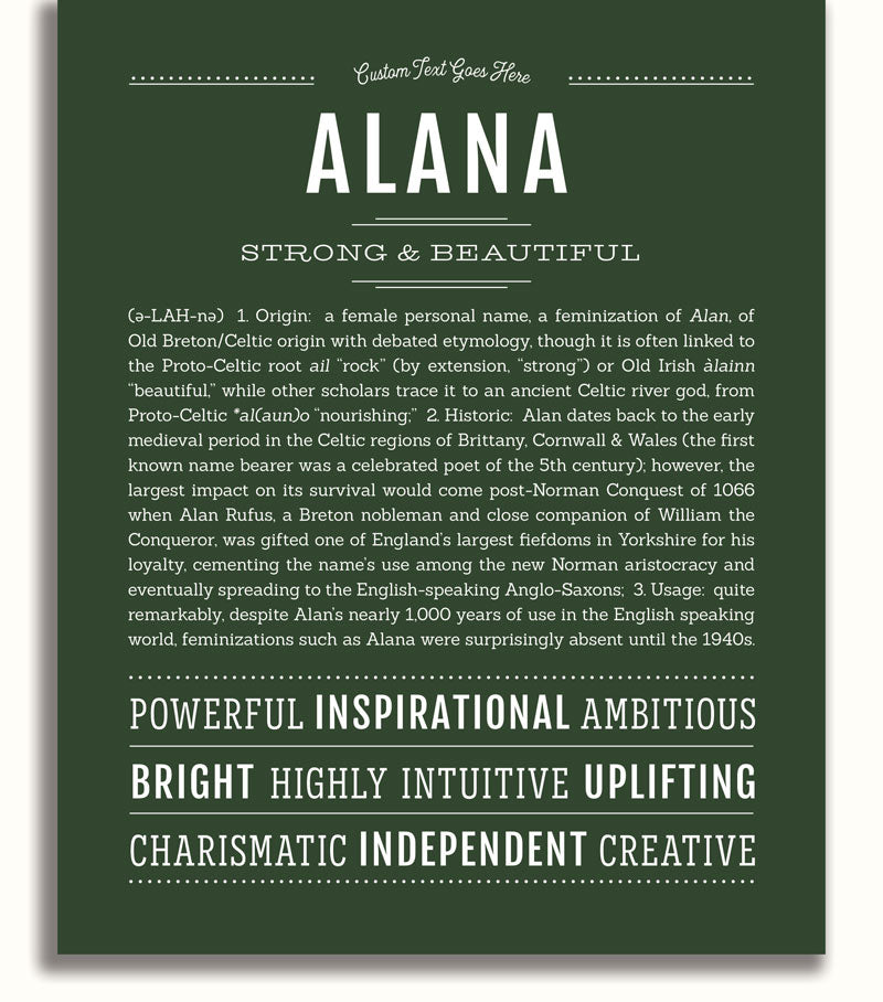 Alana Personalized Name Meaning Art Prints Name Stories Alana Personalized Name Meaning Art Prints Name Stories