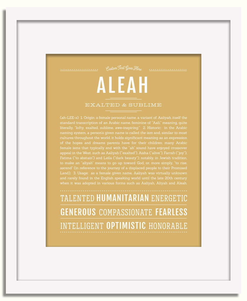 Frame Options | Matte Gold | White Frame, Matted