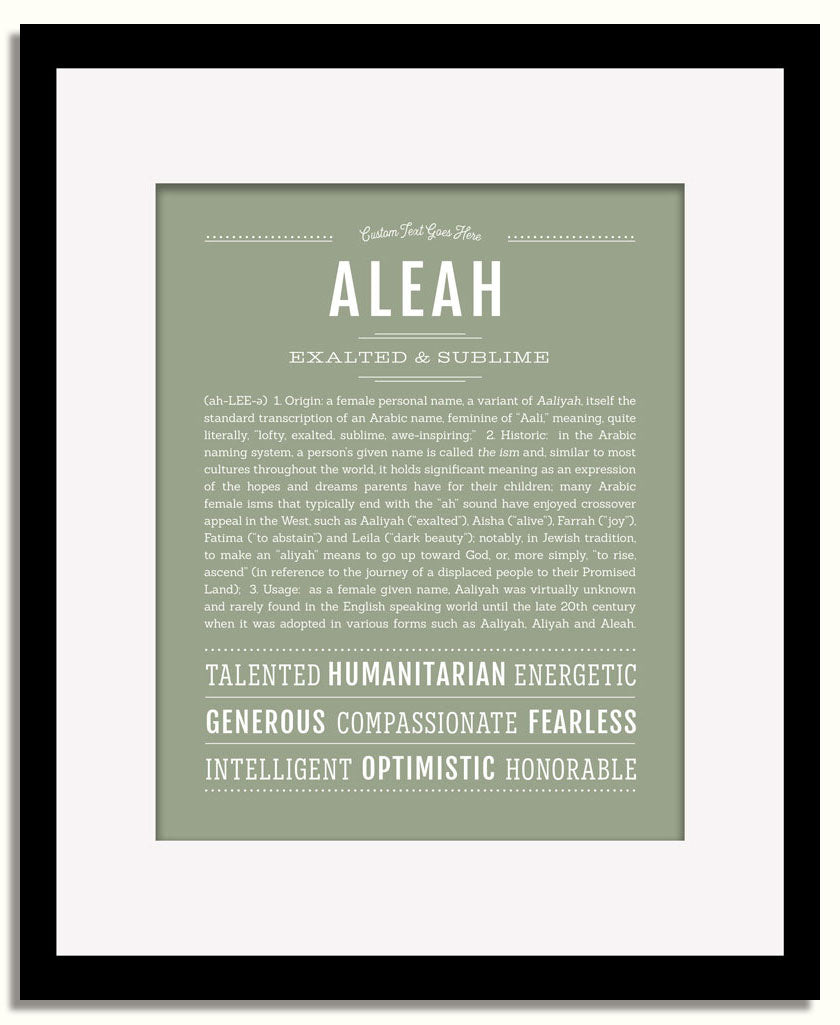 Frame Options | Sage | Black Frame, Matted