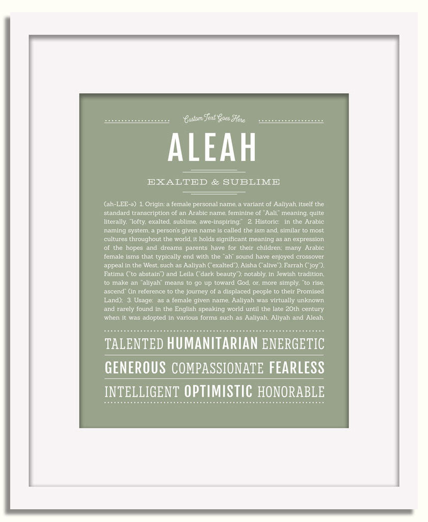 Frame Options | Sage | White Frame, Matted