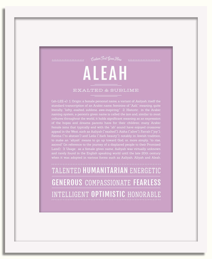 Frame Options | Lilac | White Frame, Matted