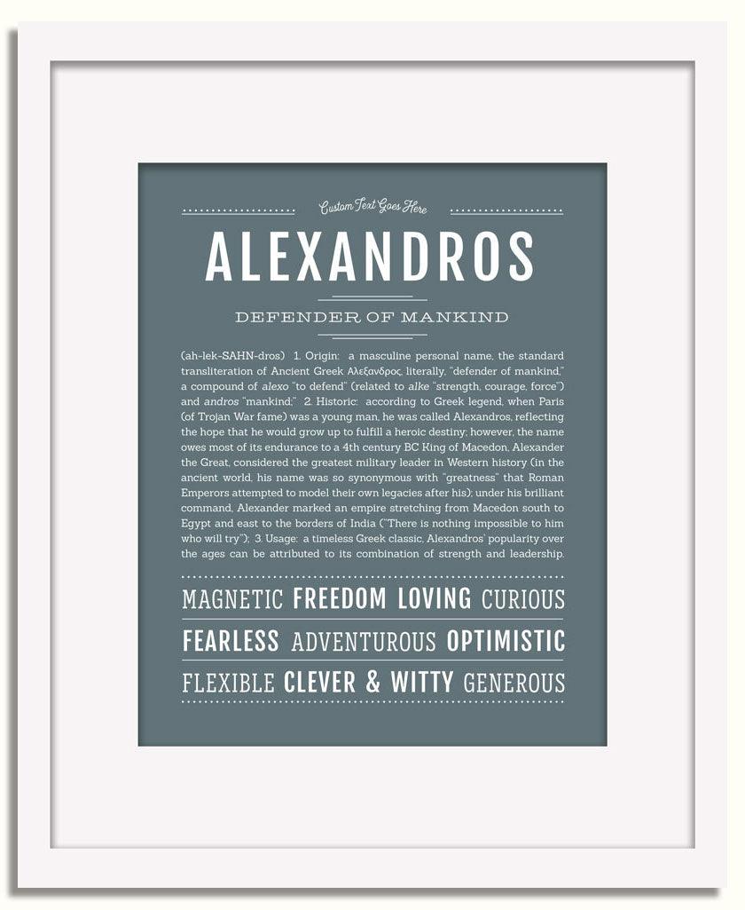 Alexandros Personalized Name Meaning Art Prints – Name Stories