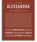 Alexsandra Personalized Name Meaning Art Prints – Name Stories