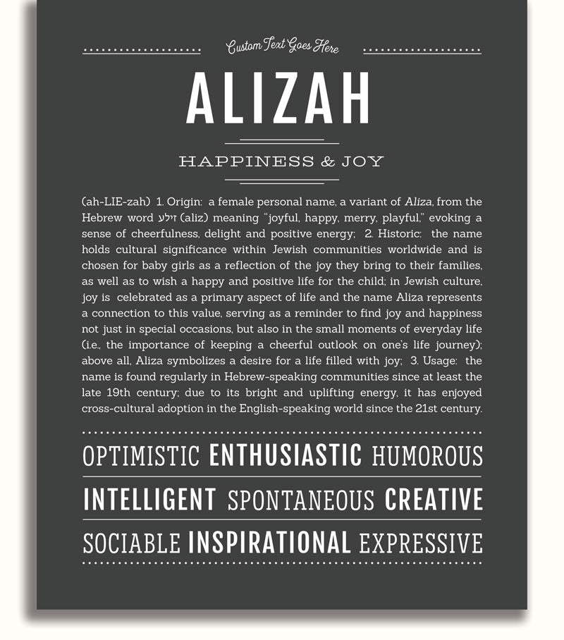 Alitza Alizah Personalized Name Meaning Art Prints – Name Stories