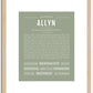 Allyn (female) | Name Art Print