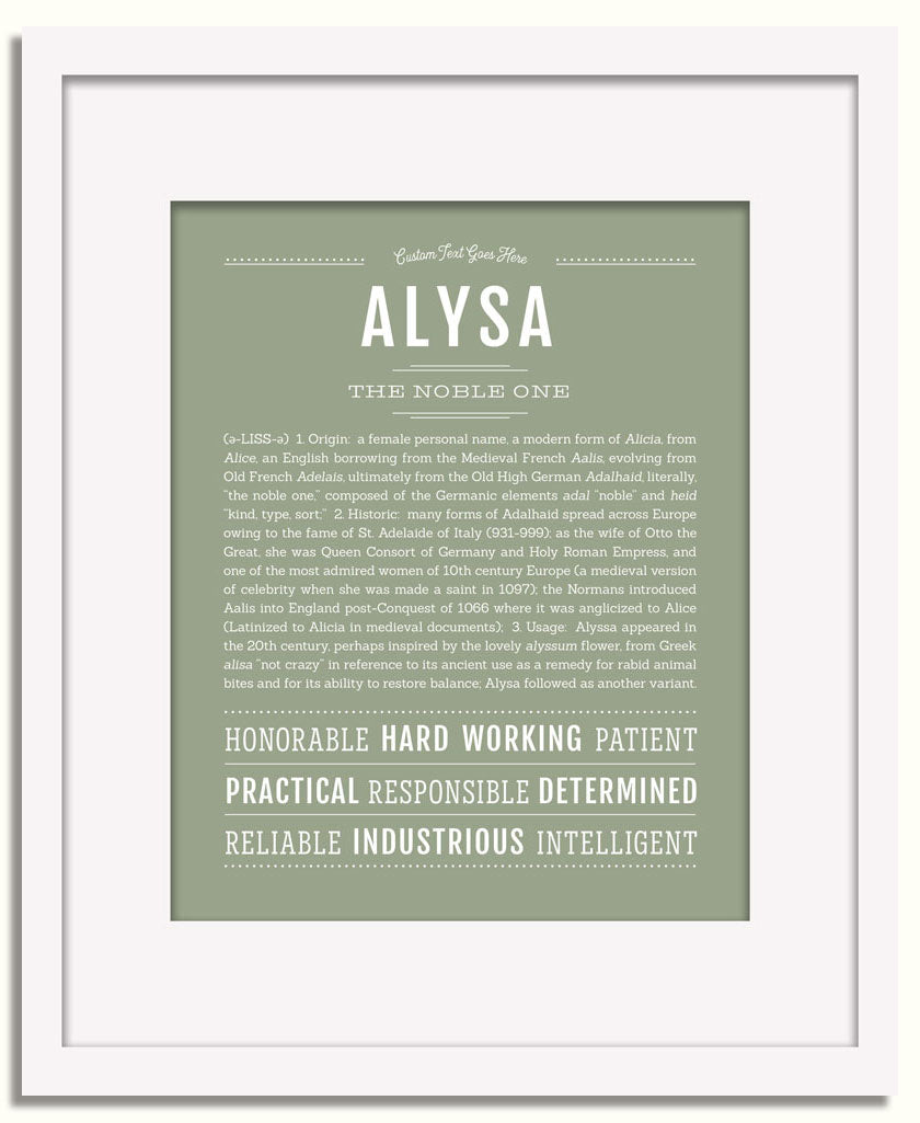 Frame Options | Sage | White Frame, Matted