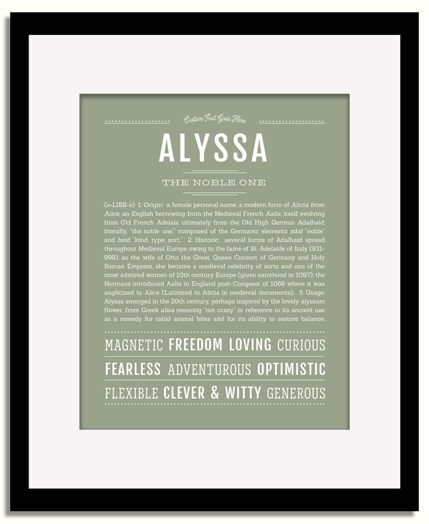 Frame Options | Sage | Black Frame, Matted