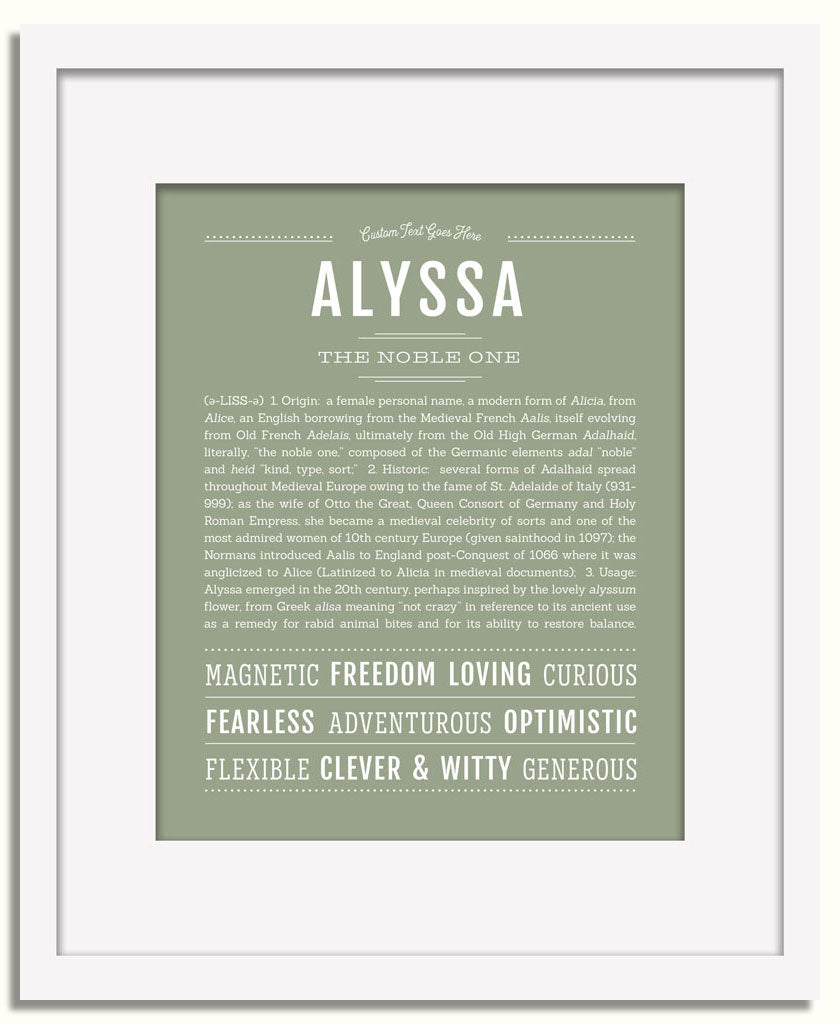 Frame Options | Sage | White Frame, Matted