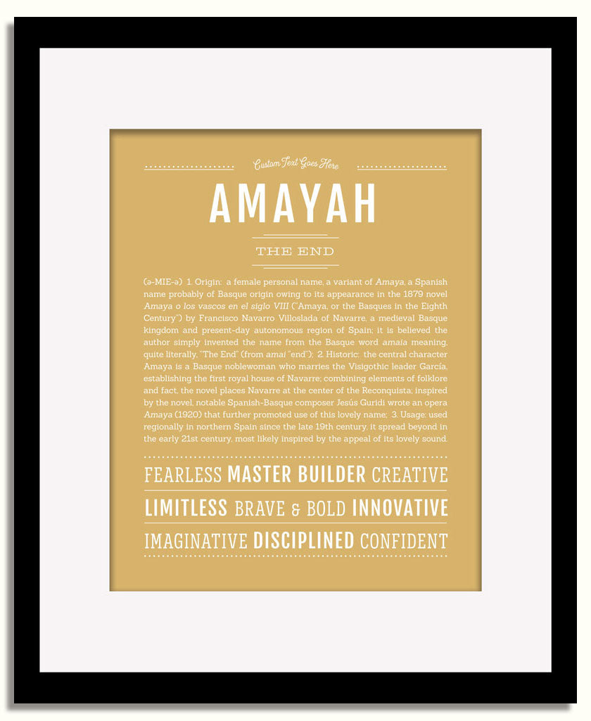 Frame Options | Matte Gold | Black Frame, Matted