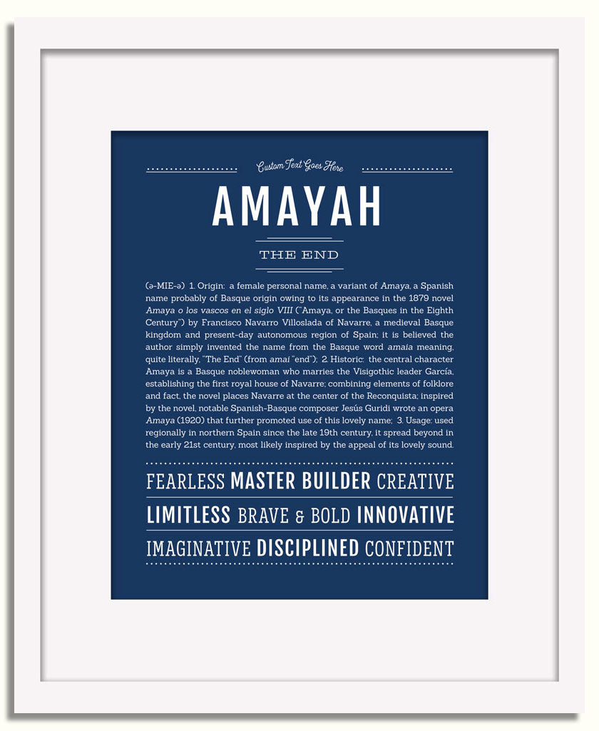 Frame Options | Midnight Blue | White Frame, Matted