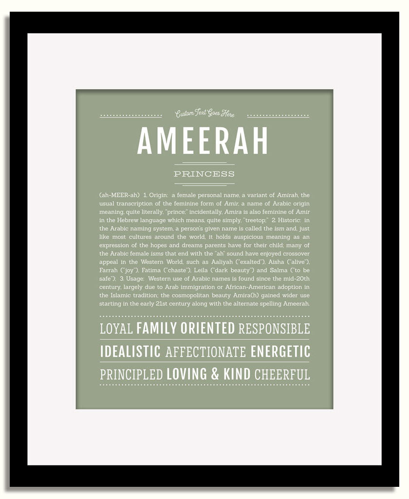 Frame Options | Sage | Black Frame, Matted