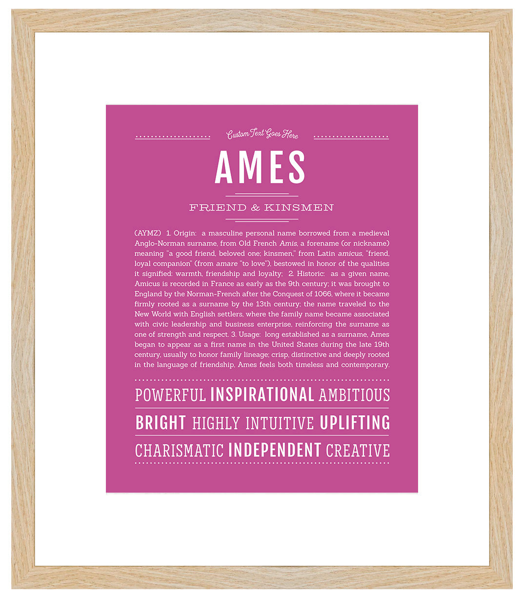 Frame Options | Dark Pink | Maple Frame, Matted