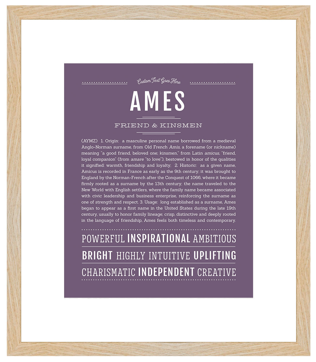 Frame Options | Deep Purple | Maple Frame, Matted