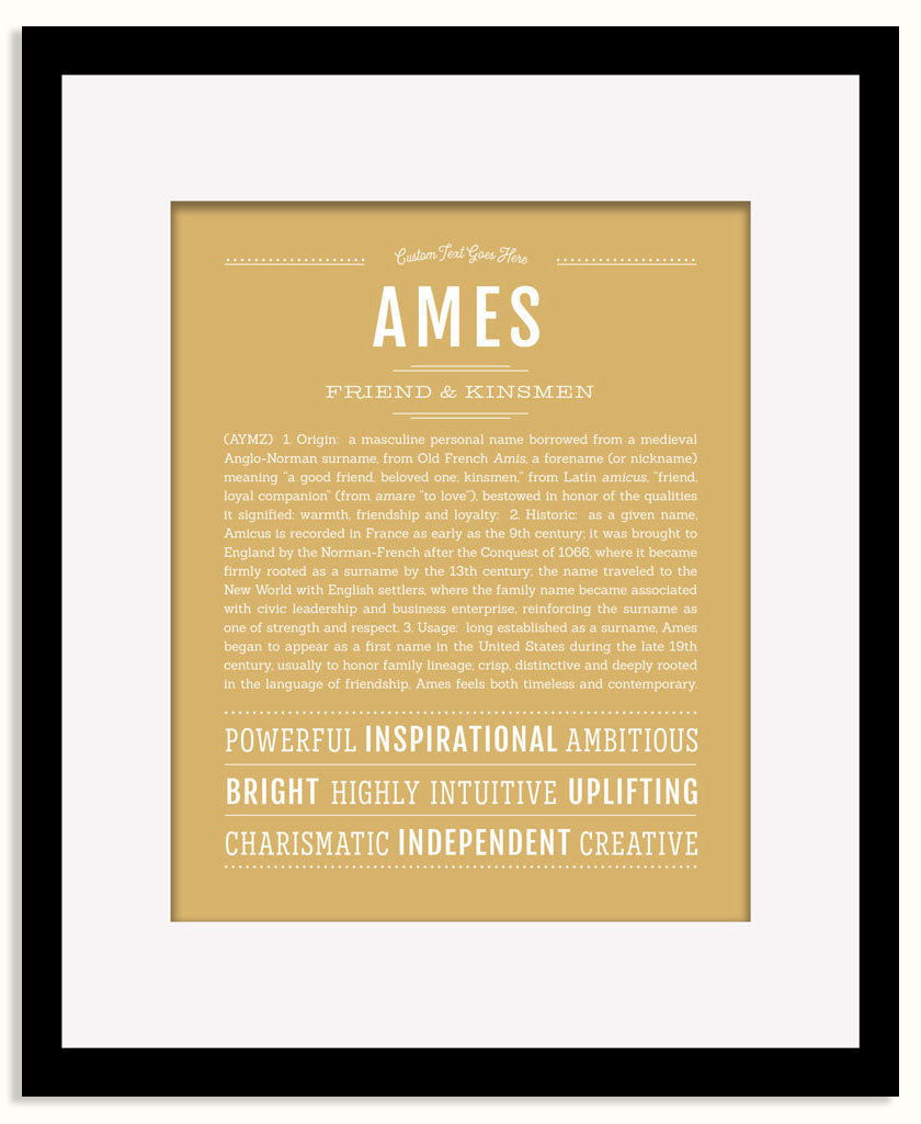 Frame Options | Matte Gold | Black Frame, Matted